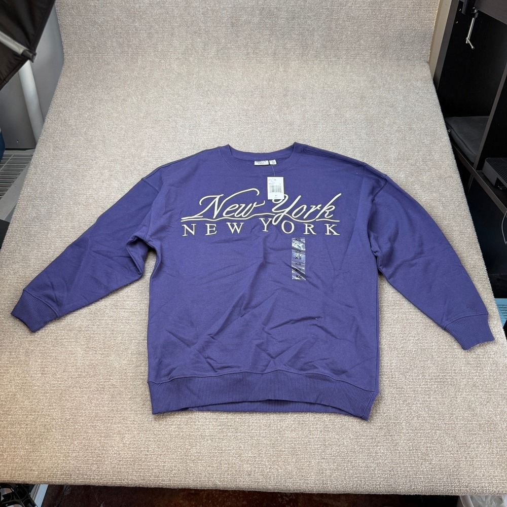 MSRP $44 Mighty Fine Women's XS Purple Embroidered Crewneck Sweatshirt